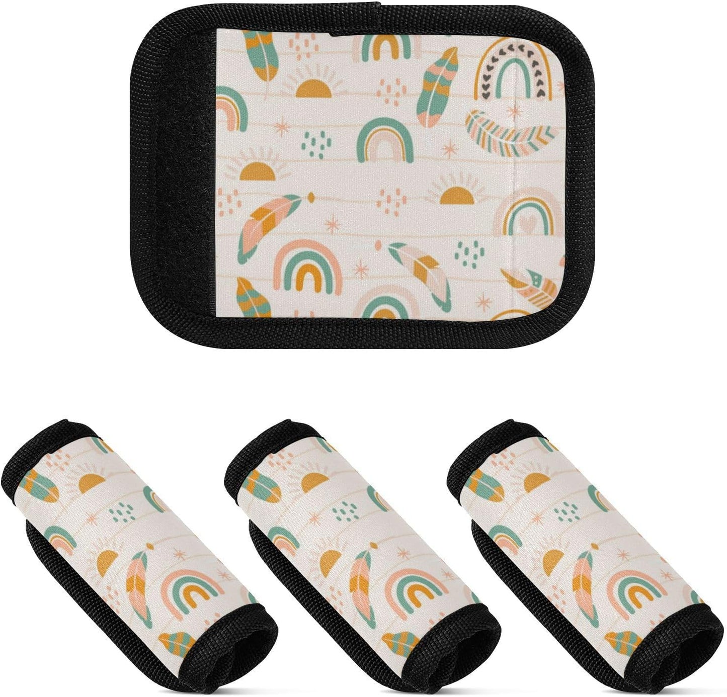 4Pcs Luggage Handle Wrap Suitcase Identifier Handle Covers Tags Soft Travel Bags Luggage Handle Gripper Accessories for Airplane Flying Boho Pattern