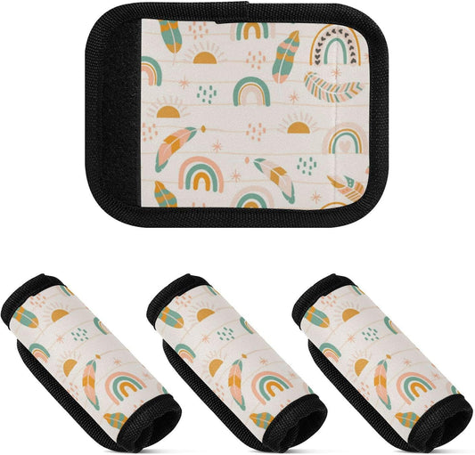 4Pcs Luggage Handle Wrap Suitcase Identifier Handle Covers Tags Soft Travel Bags Luggage Handle Gripper Accessories for Airplane Flying Boho Pattern