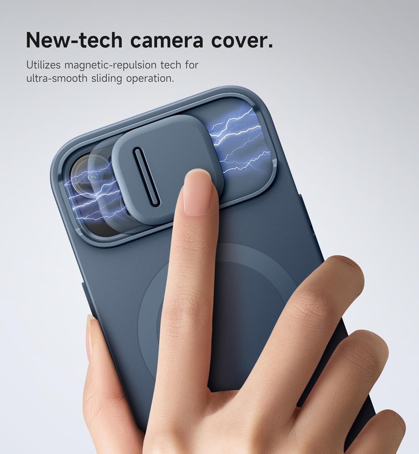 SURITCH for iPhone 13/14 Case with Magnetic Camera Slide Cover and Adjustable Kickstand, Compatible