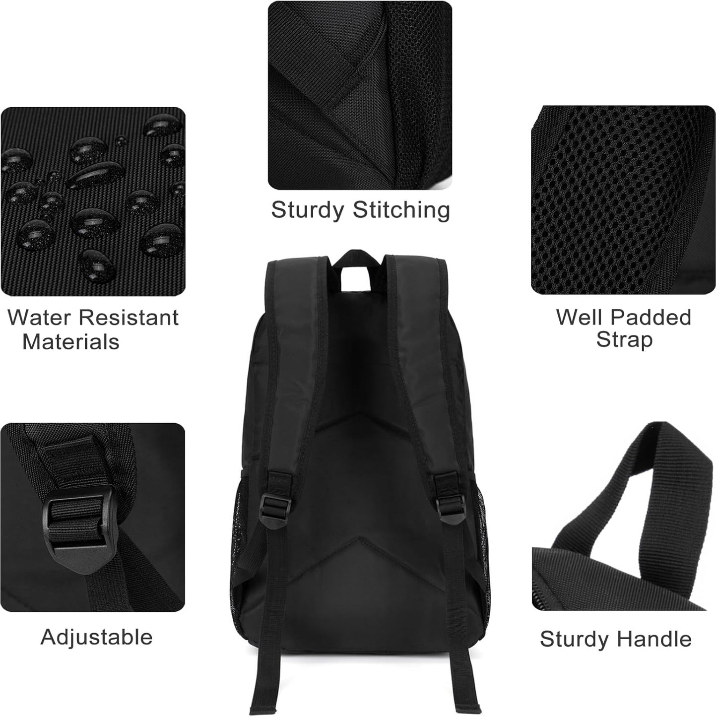 Kids Backpack for School Lightweight Elementary Middle School BookBags for Teens Boys and Girls with Chest Strap, 18 Inch Black