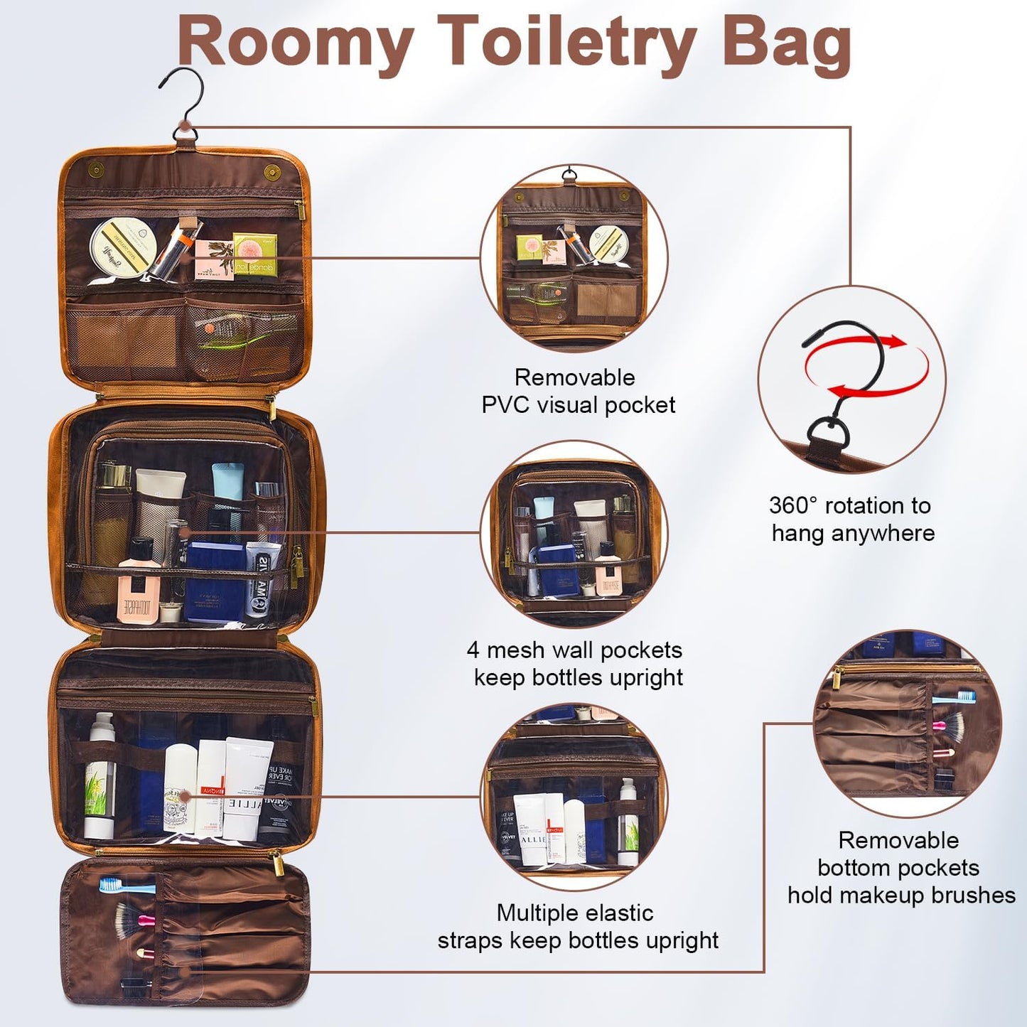 Bleggeit 3-in-1 Large Personalized PU Leather Toiletry Bag For Men, Custom Groomsmen Gifts Hanging Travel Organizer Bag, Laser Engraved Name Monogram Shaving Kit Gift For Him Husband Father Dad Dop