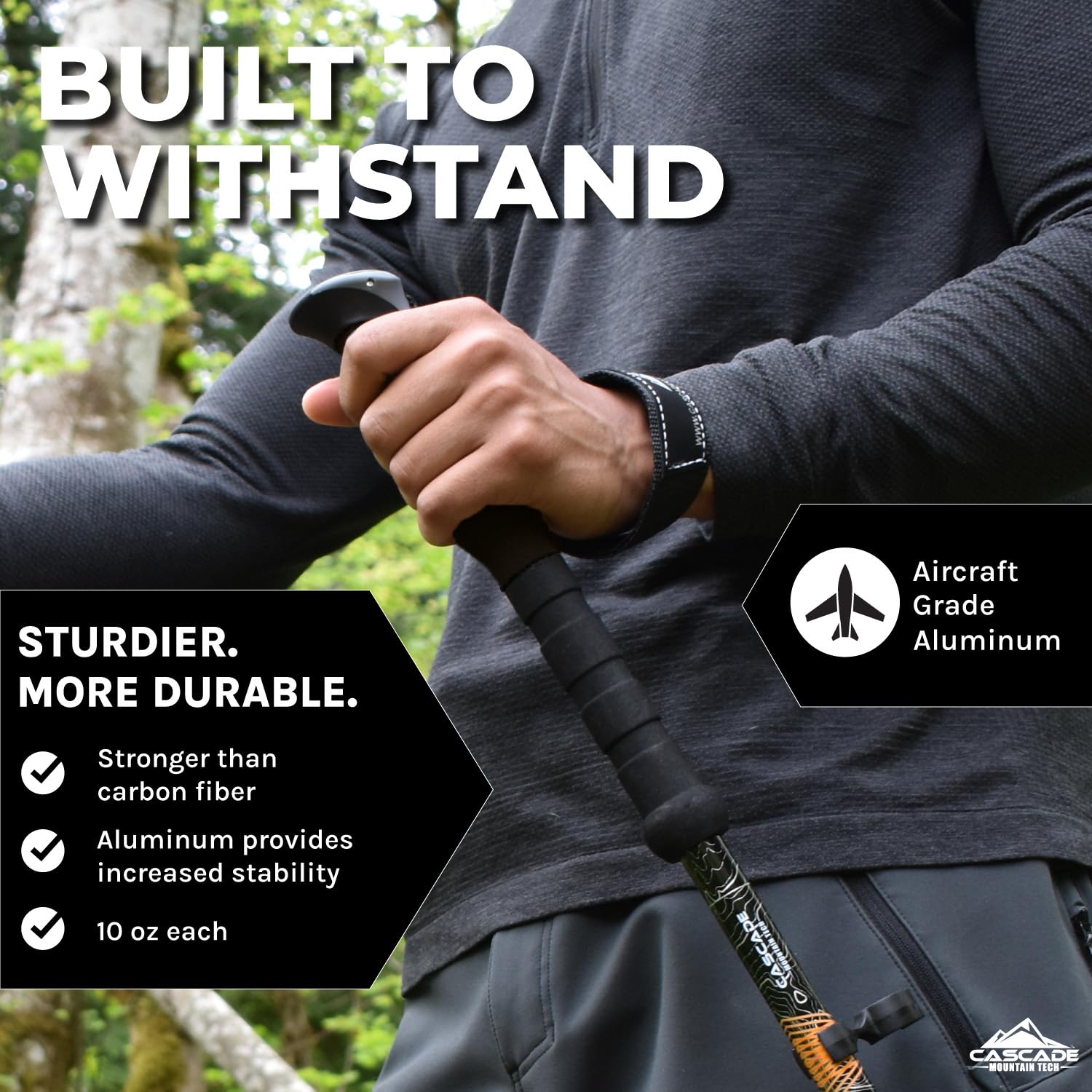 Cascade Mountain Tech Trekking Poles - Aluminum Hiking Walking Sticks with Adjustable Locks