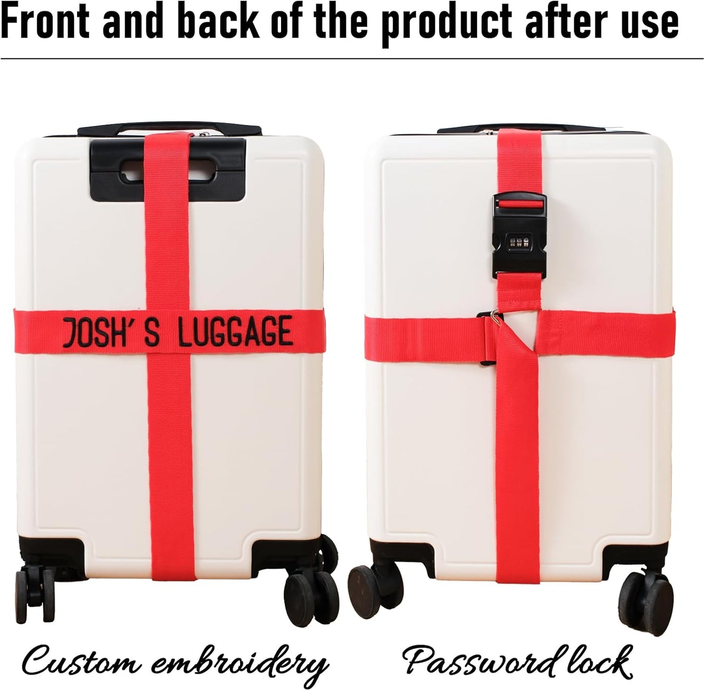 Personalized Luggage Straps with Embroidered Names/Letters - Premium Quality, Anti-Slip &