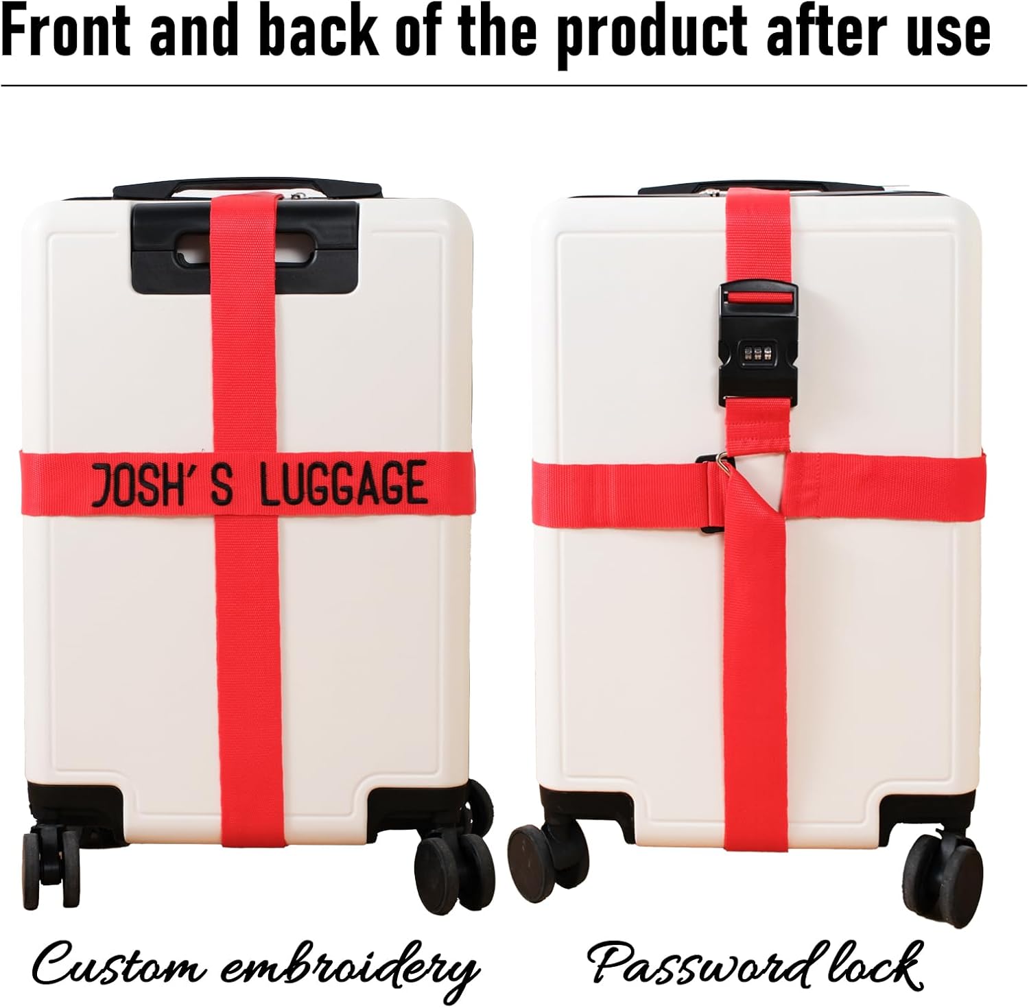 Personalized Luggage Straps with Embroidered Names/Letters - Premium Quality, Anti-Slip &