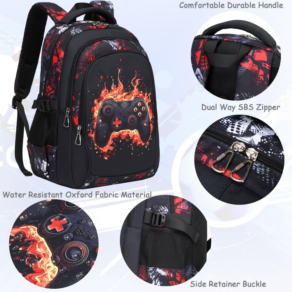 Meisohua Backpack for School Boys 3pcs Game Backpacks with Lunch Box Kids Bookbag for Boy Lightweight Daypack for Teen Boys