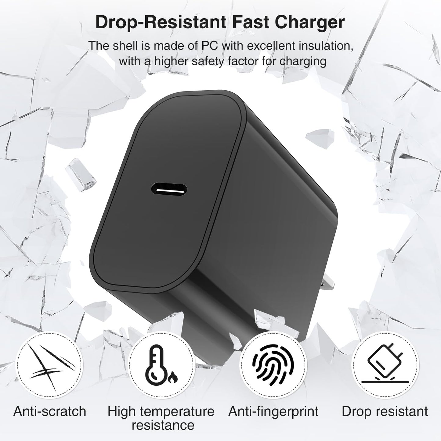 iPhone 16 15 Fast Charger 10ft, USB C Charging Block and Long Type C to C Cable Cord, Wall Plug Power Adapter Cube Brick for Apple 16 Pro Max/16 Pro/15 Plus/15 Pro Max/iPad 12.9/11 inch/Air/Mini-Black