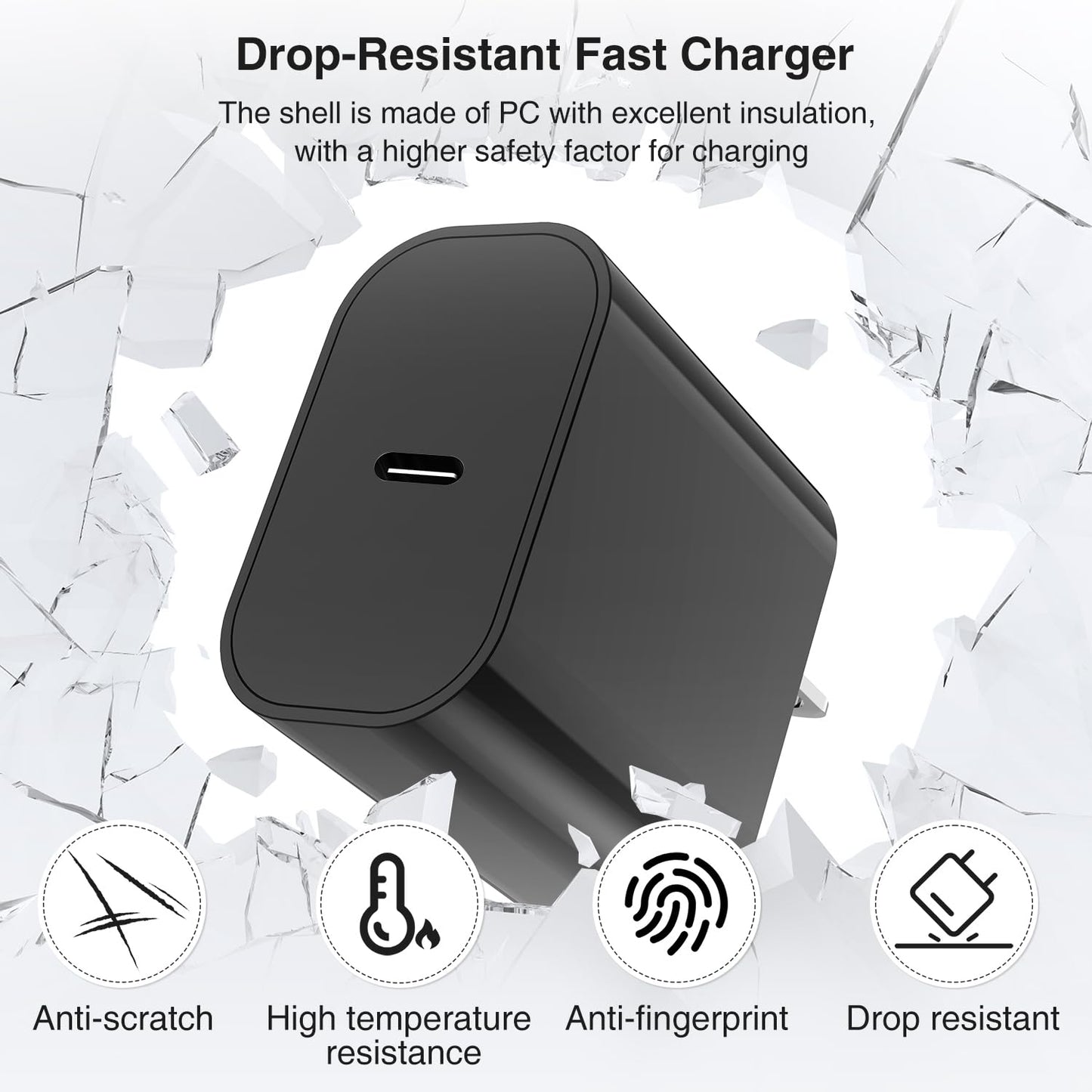 iPhone 17 16 15 Charger Block and 10ft Type C to C Cable Cord Long, 20W USB C Fast Charging Plug for Apple iPhone 17 Pro Max/17 Air/16 Pro Max/16 Plus/15 Pro/15/AirPods/iPad/Mini Wall Cube Brick Box