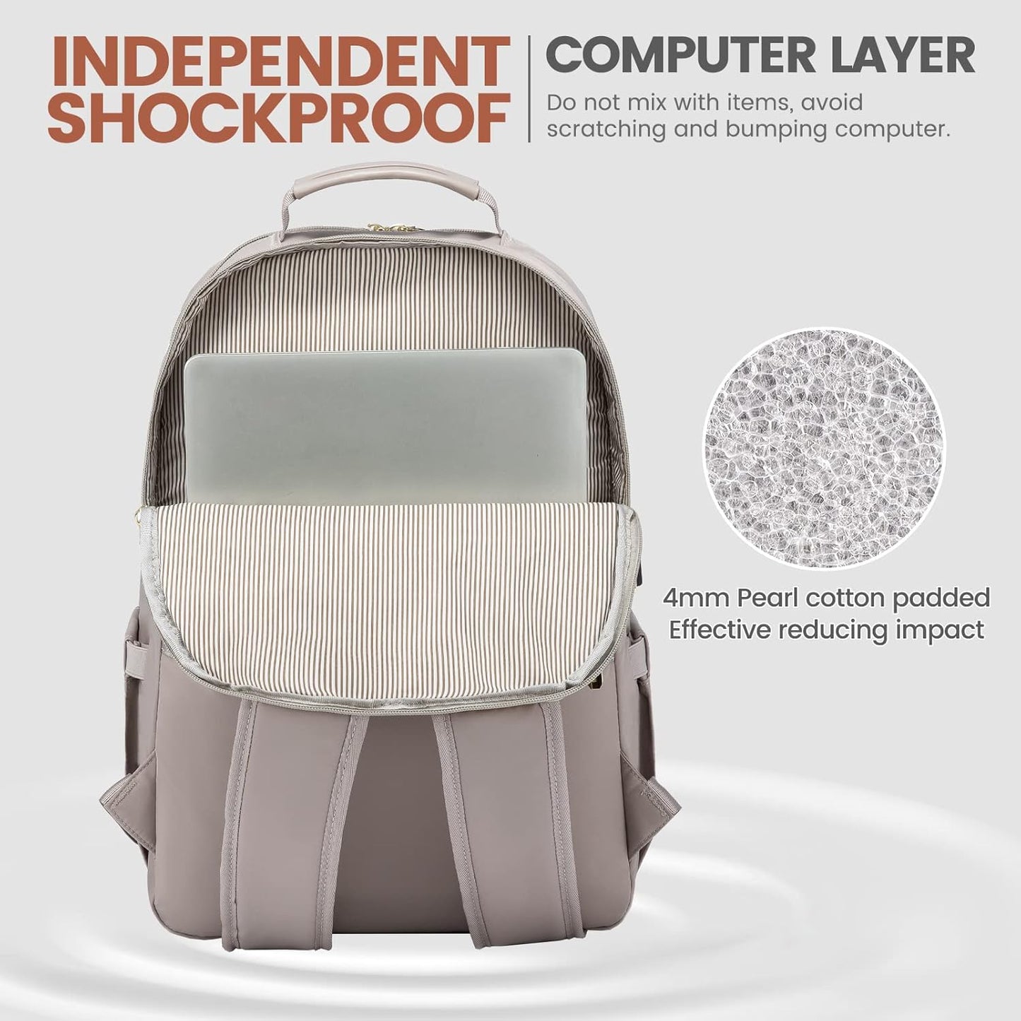 LOVEVOOK Laptop Backpack for Women 17.3 inch,Cute Womens Travel Backpack Purse,Professional Laptop Computer Bag,Waterproof Work Business College Teacher Bags Carry on Backpack with USB Port,Taro Grey