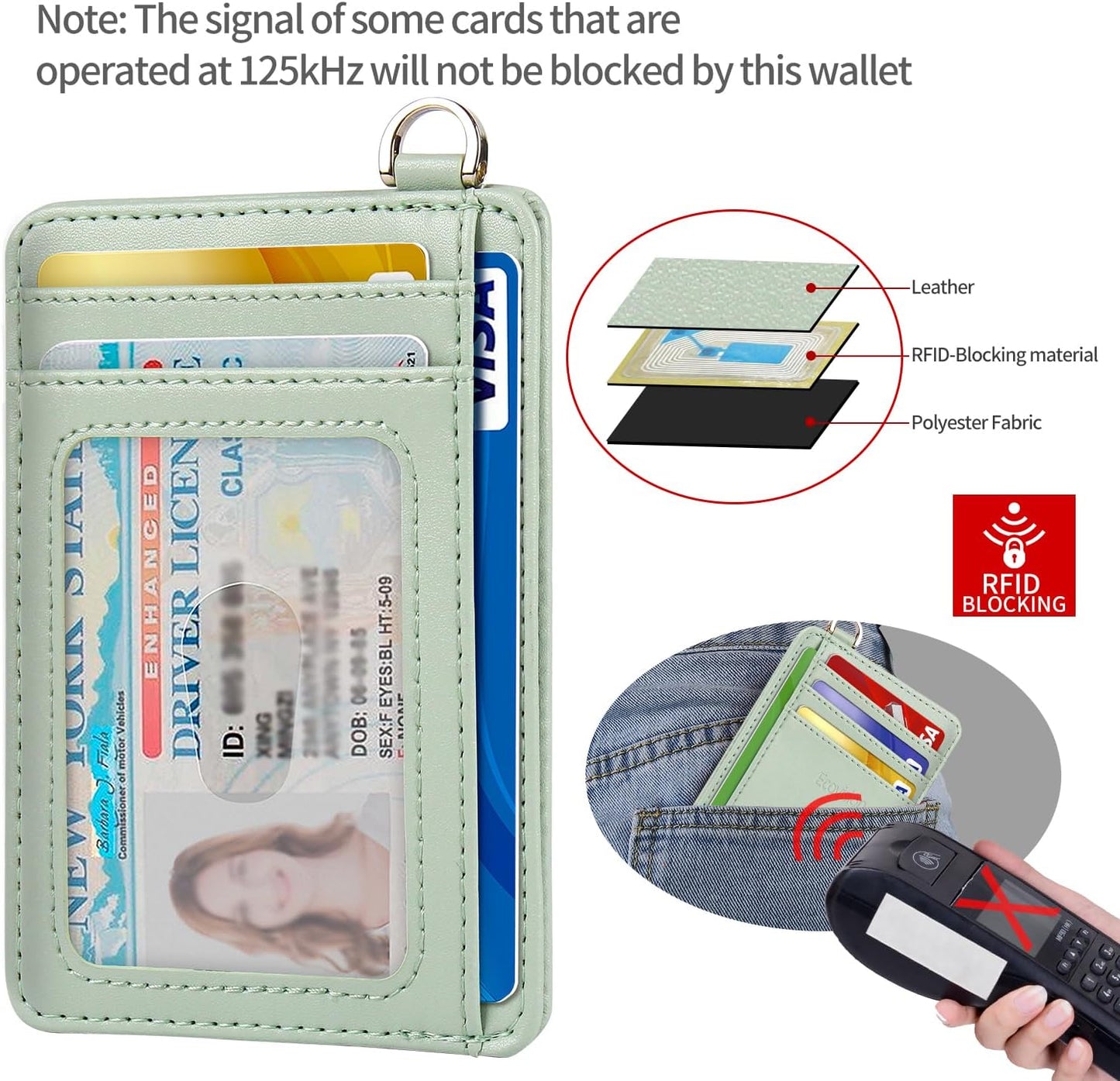 EcoVision Slim Minimalist Front Pocket Wallet, RFID Blocking Credit Card Holder Wallet with Detachable D-Shackle for Men Women