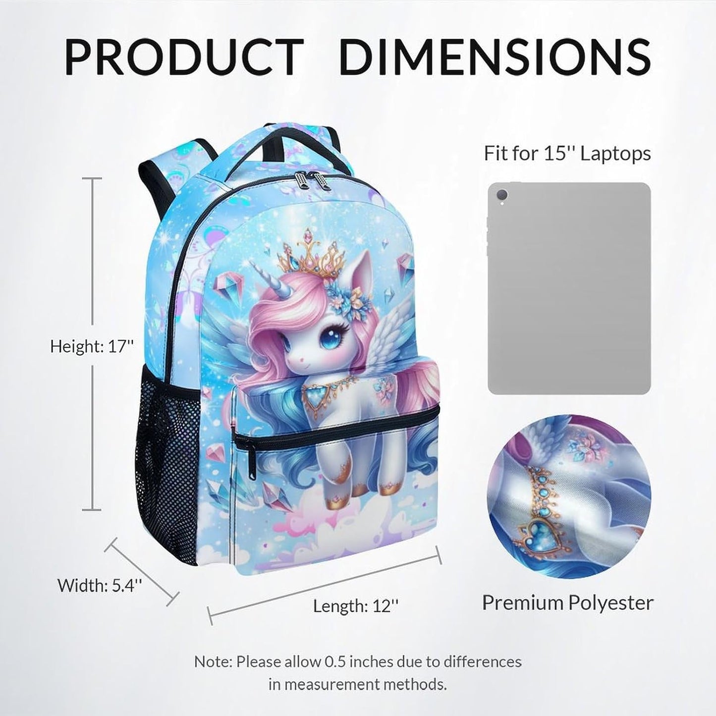 Backpack for Girls - Unicorn Backpack for Kids - Toddler Bookbag School Supplies - 17 Inch Cute School Bag for Primary Kindergarten Preschool