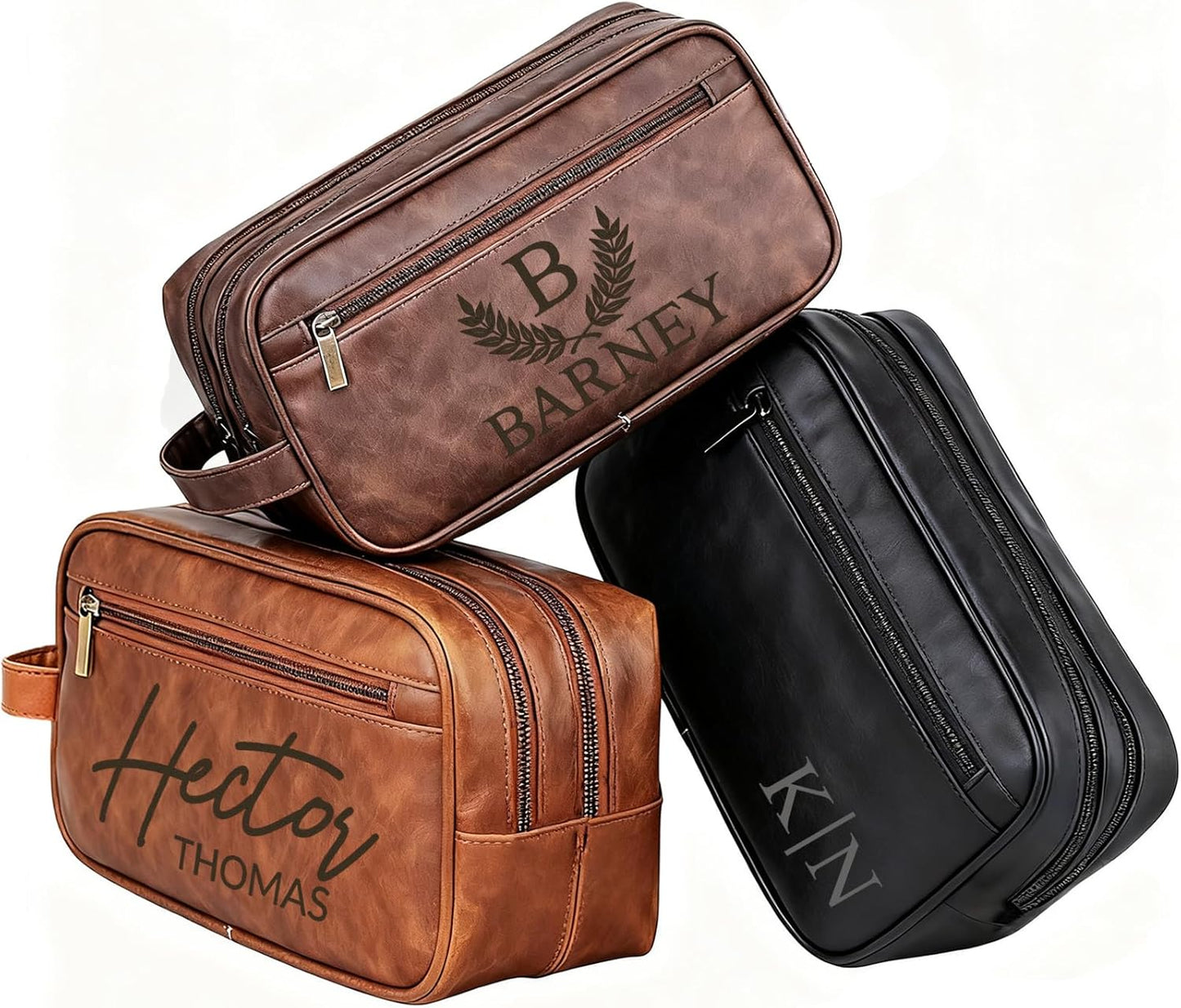 xrlsg Personalized Toiletry Bag for Men Custom Engraved Leather Toiletry Travel Bag Groomsmen Gifts