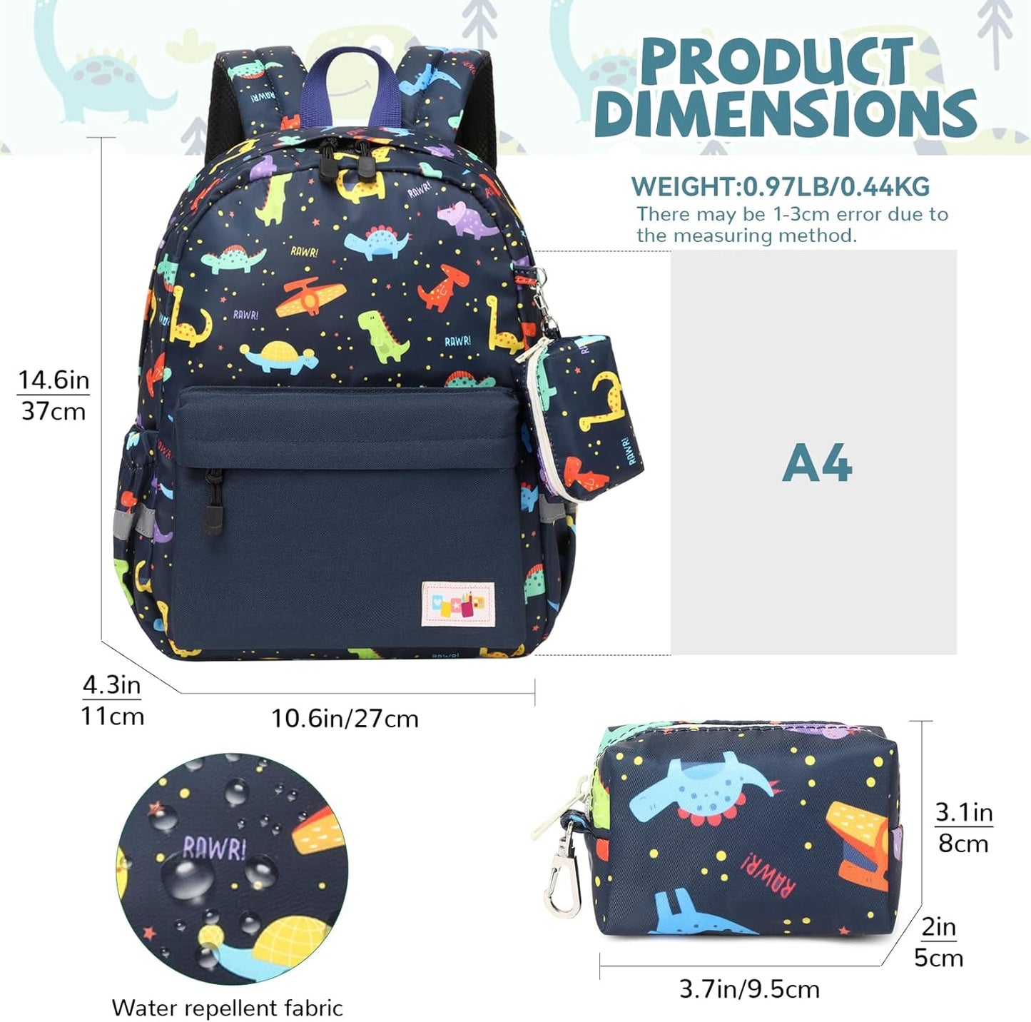 mygreen Toddler Backpack, Kids Backpack for Boys and Girls with Chest Strap