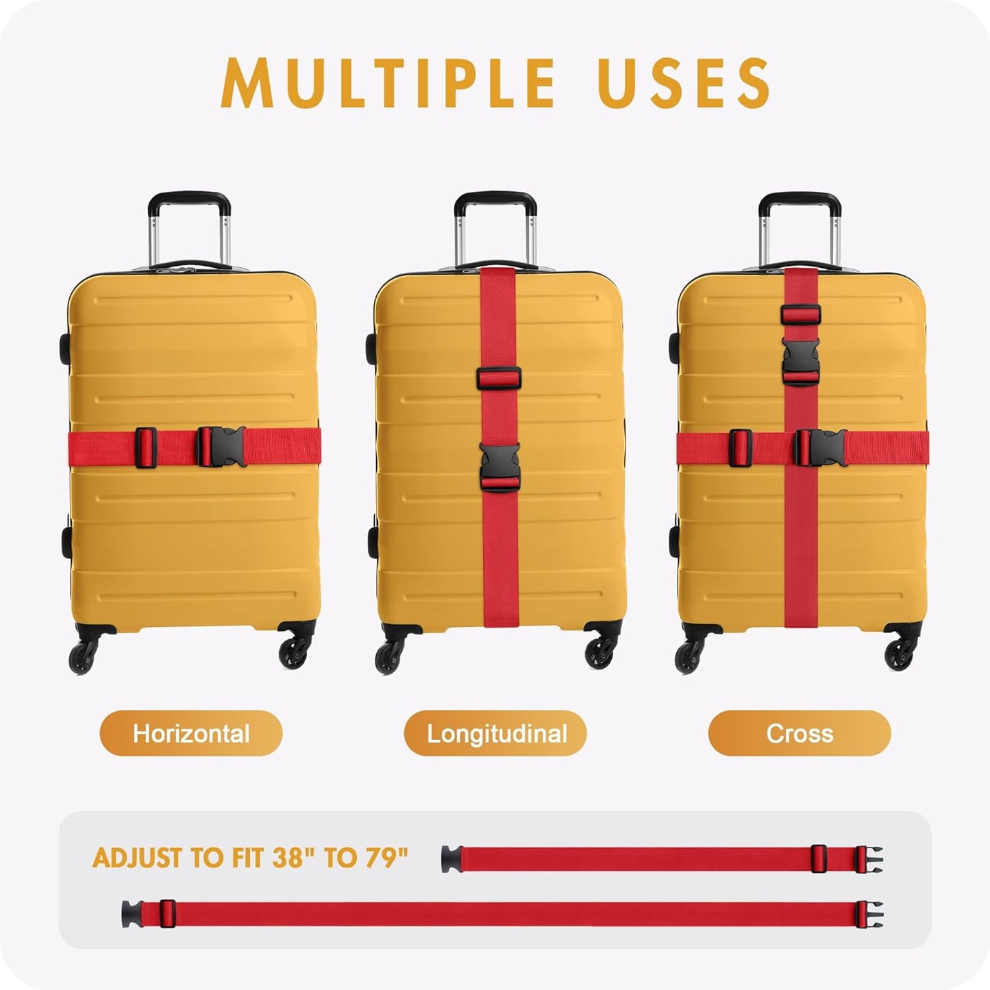 WVM 4 Pack Luggage Straps 79"