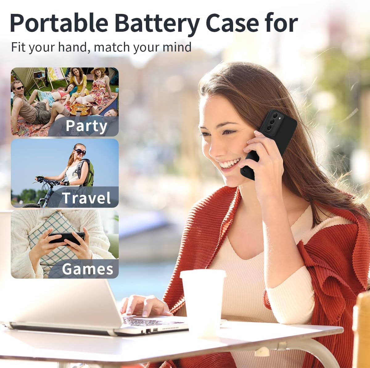 Battery Case for Galaxy S25 Plus / S24 Plus, Batteri Charging Cases for Samsung Galaxy S24 Plus / S25 Plus Rechargeable Extended External Backup Power Bank Charger Cover, Added Extra Juice
