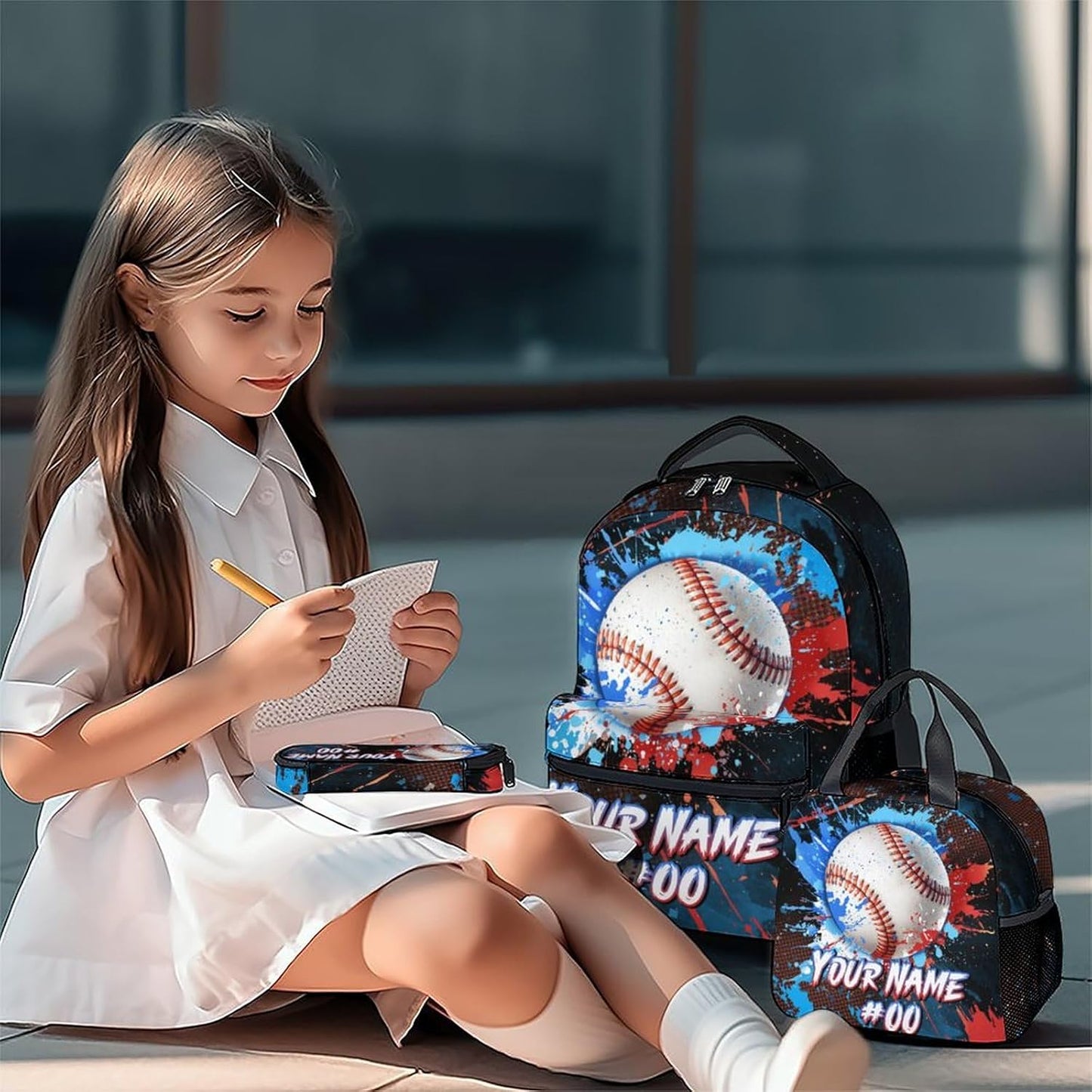 COZYAURA Backpack for Kids - Personalized Baseball Backpacks Set for School - Boys Bookbag with Lunch Box - Youth Back Pack for Elementary Middle School