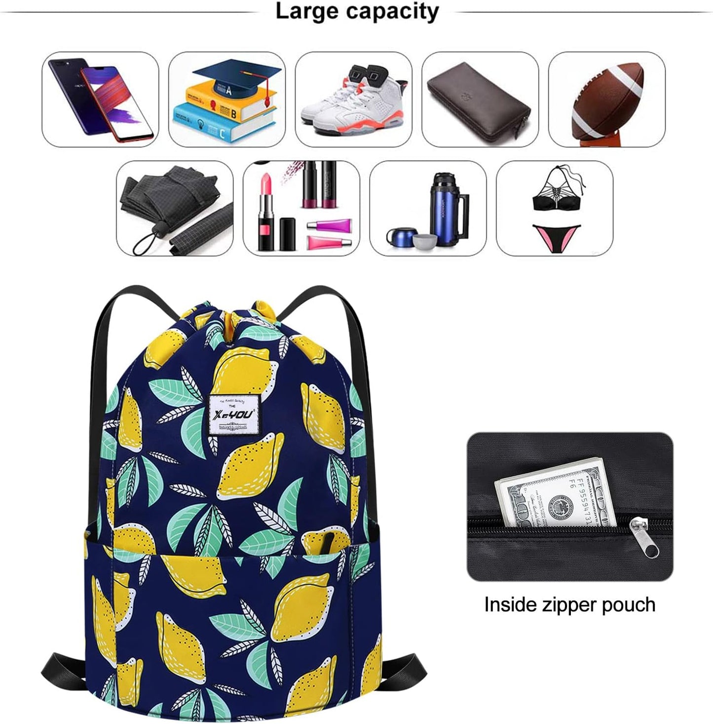XEYOU Drawstring Sports Backpack Lightweight Gym Yoga Sackpack Shoulder Rucksack Casual Outdoor Daypack for Women and Men