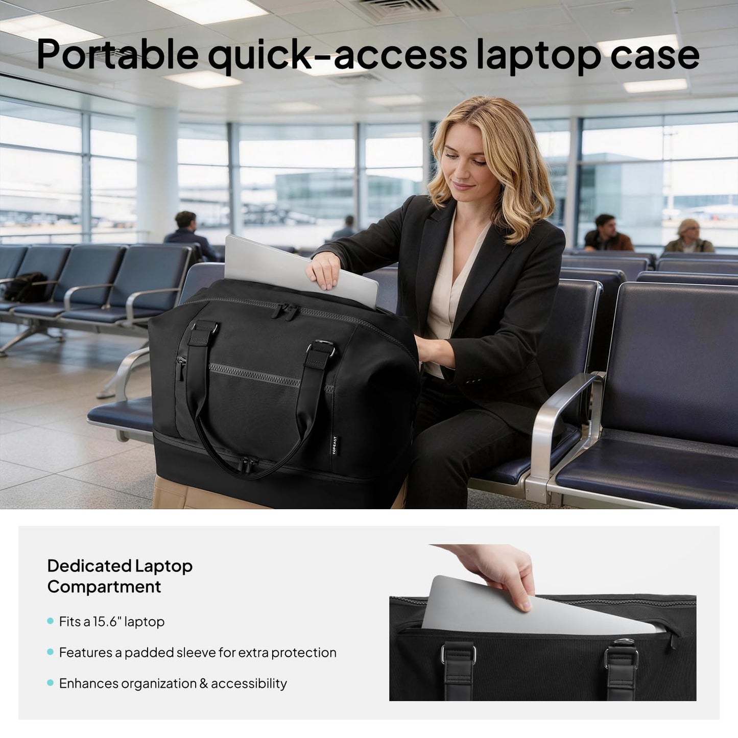 Travel Duffle Bag for Women,40L Weekender Bags Airline Approved Carry On with Shoe Compartment &
