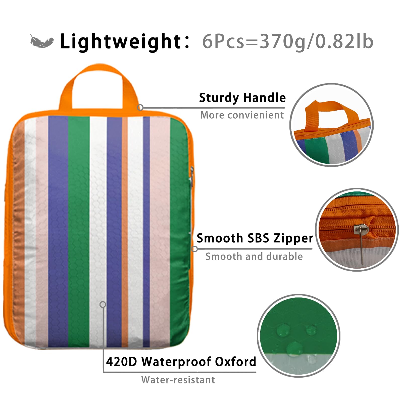 6 Pcs Compression Packing Cubes, Packing Cubes for Travel, Waterproof Luggage Organizer Bags Set