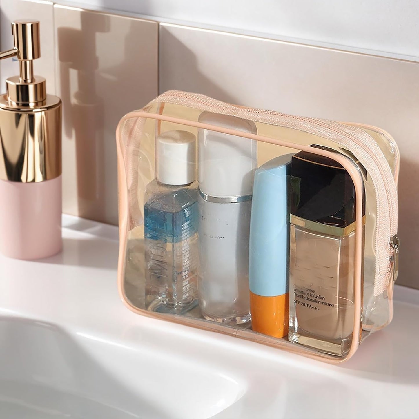 20 Packs Clear Cosmetics Bags for Women Men Waterproof Toiletry Bags PVC Makeup Bags Organizer Case