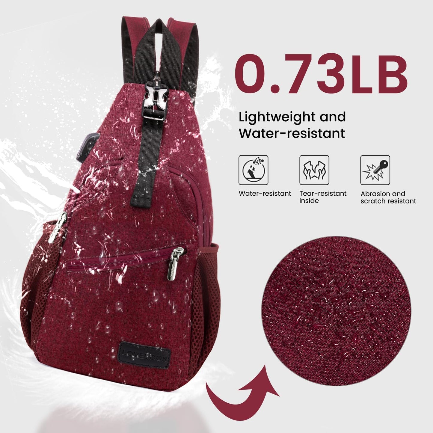 LOVEVOOK Sling Bag for Women Casual Daypack Nylon Crossbody Sling Backpack Travel Shoulder Bag Hiking Daypack