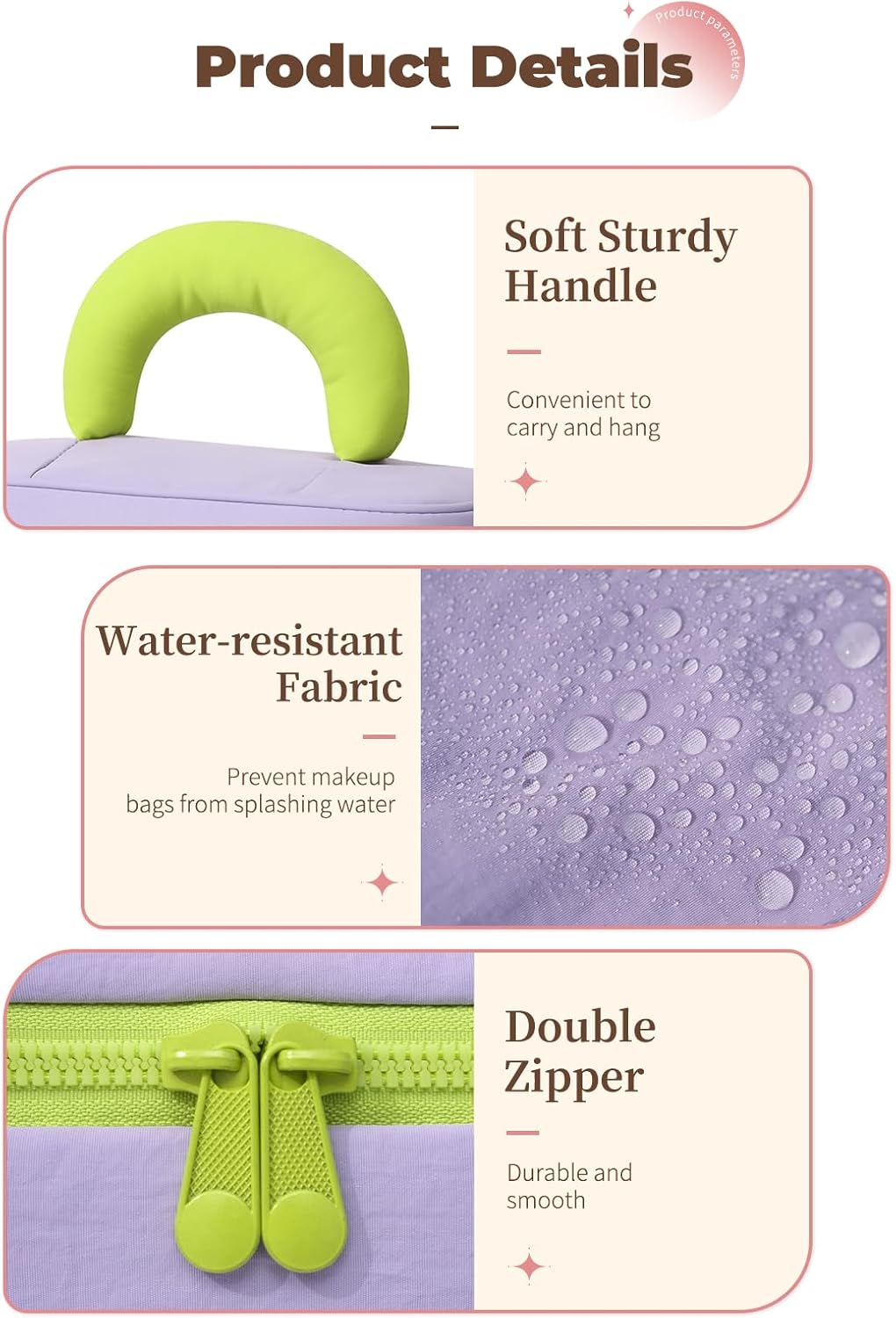 Travel Makeup Bag Cute Cosmetic Bag for Women Large Capacity Makeup Case Organizer Bag Toiletry Bag Portable Waterproof Make Up Bags with Handle and Divider, Purple