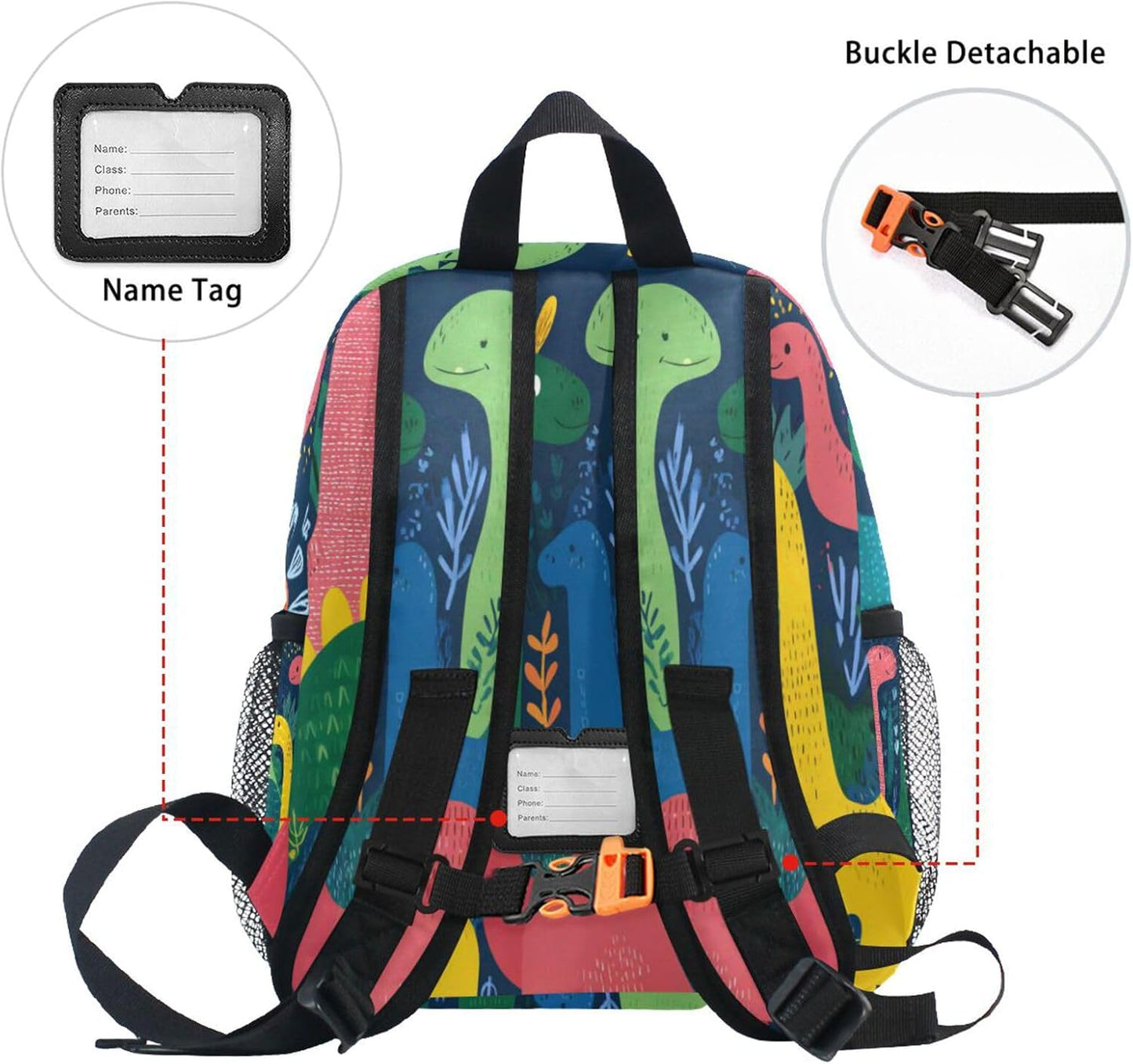 Custom Colorful Dinosaurs Preschool Backpack for Toddler Boy Girl,Personalized Backpack with Name