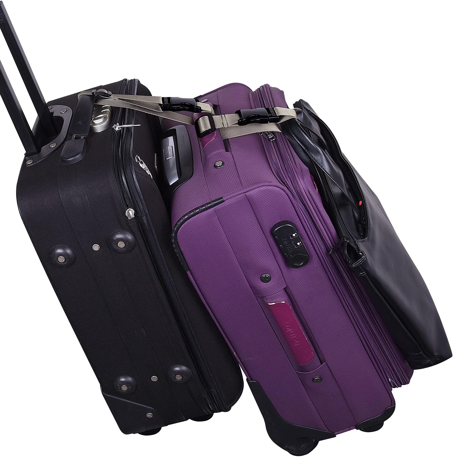 Wisdompro 2 Pcs Add a Bag Luggage Strap, Heavy Duty Adjustable Suitcase Belt Travel Attachment