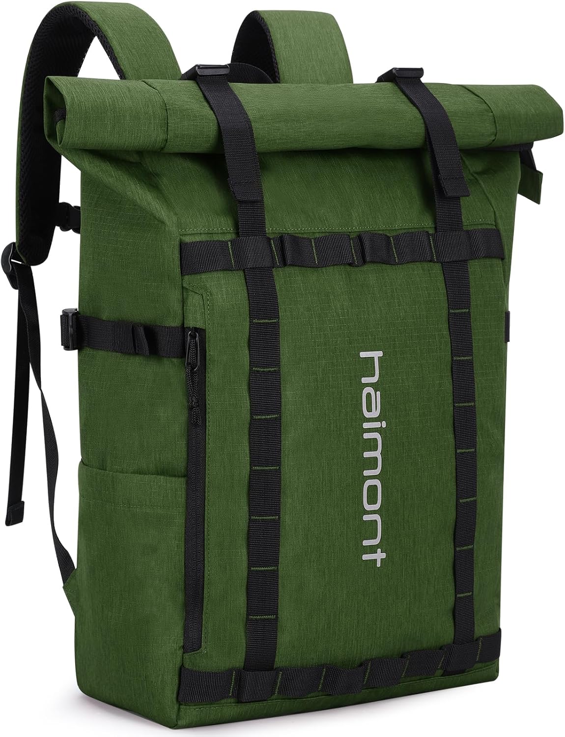Haimont Rolltop Backpack Commuter Carry on Backpack for Women Men Water-Resistant Daypack with