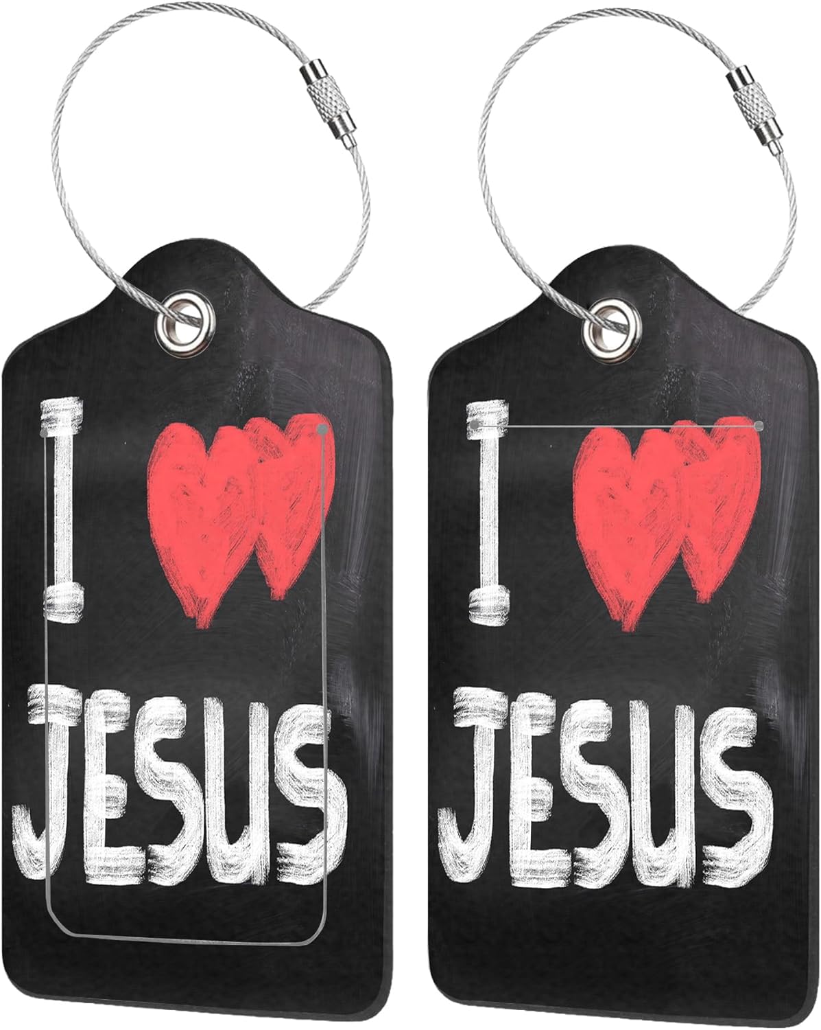 2 Pack Luggage Tags for Suitcases,I Love Jesus Luggage Tag,PU Leather Id Label Luggage Tags with Stainless Steel Loop and Privacy Cover for Women Men Teens Travel
