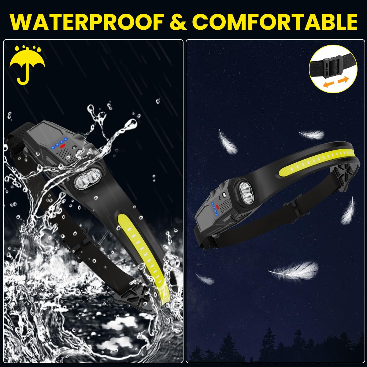 KYEKIO 3Pack 7Modes LED Headlamp Rechargeable with Red Light for Adults