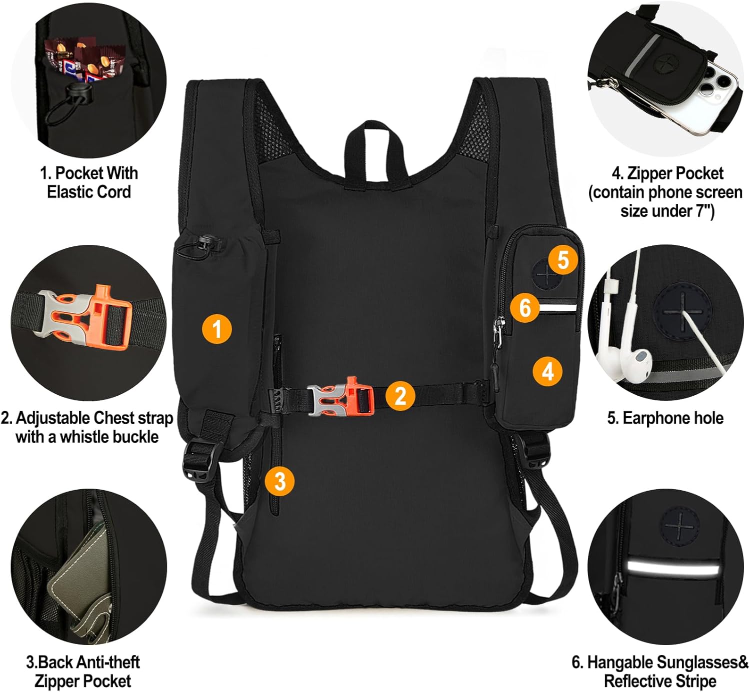 Seektop 15L Small Hiking Backpack for Women Men, Lightweight Hiking Packable Daypack with Phone