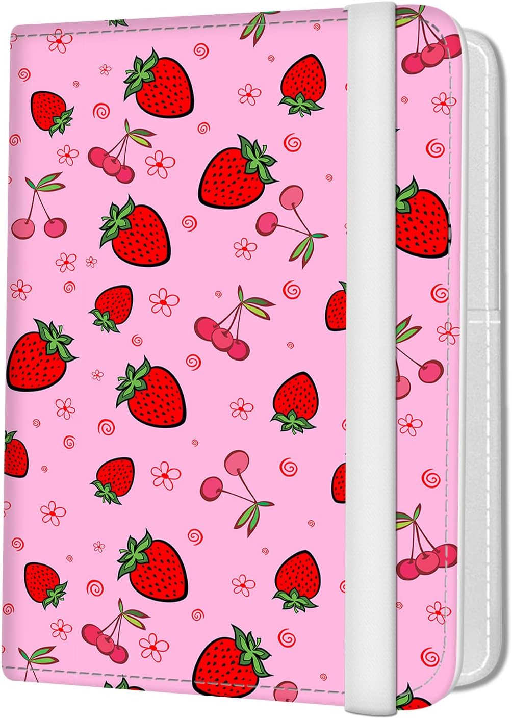 Passport Holder for Travel Essentials, Leather RFID Blocking Passport Wallet Cover Case, Cute Passport Book Holders for Women and Men Cute Pink Strawberry