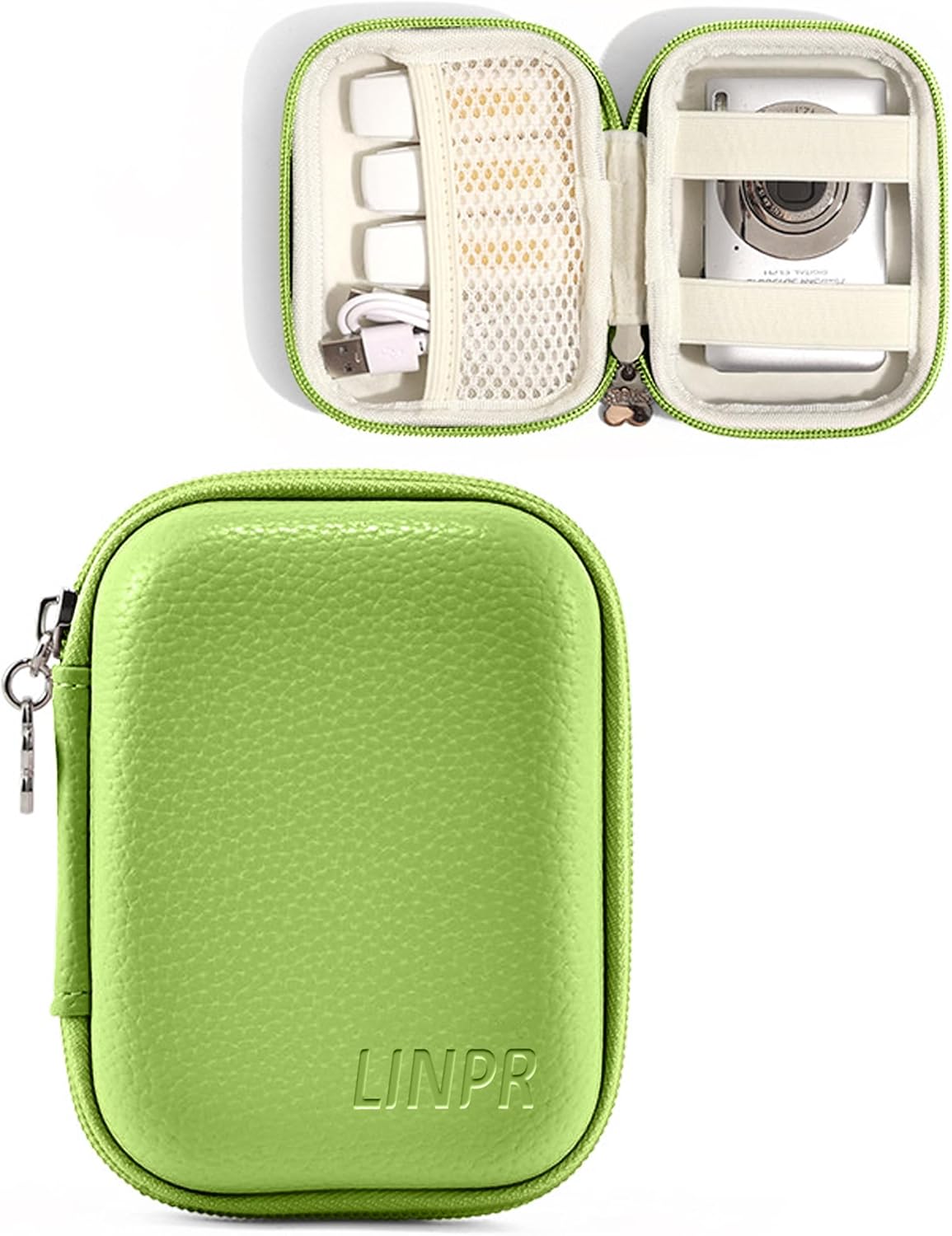 Digital Camera Case for CAMKORY, KODAK PIXPRO FZ45/FZ55, Canon IXUS 285 HS, Lecran, Small Travel Compact Camera Holder with Mesh Pocket for Accessories SD Card (Green)