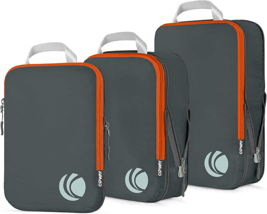 Cipway Compression Packing Cubes Set, Ultralight Expandable Travel Packing Organizers for Carry on Luggage (Grey 3pcs)