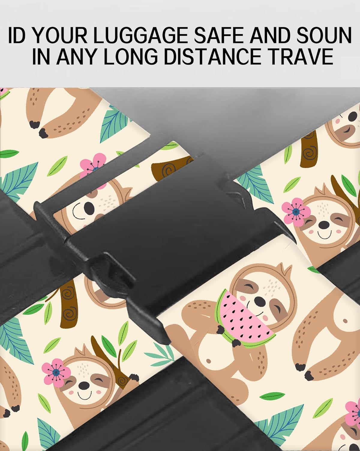 Luggage Straps for Suitcases, Adjustable Travel Belt, Durable Wide Luggage Strap, Cute Suitcase Strap Identifiers with Buckle, Bag Straps for Luggage, Cute Sloth