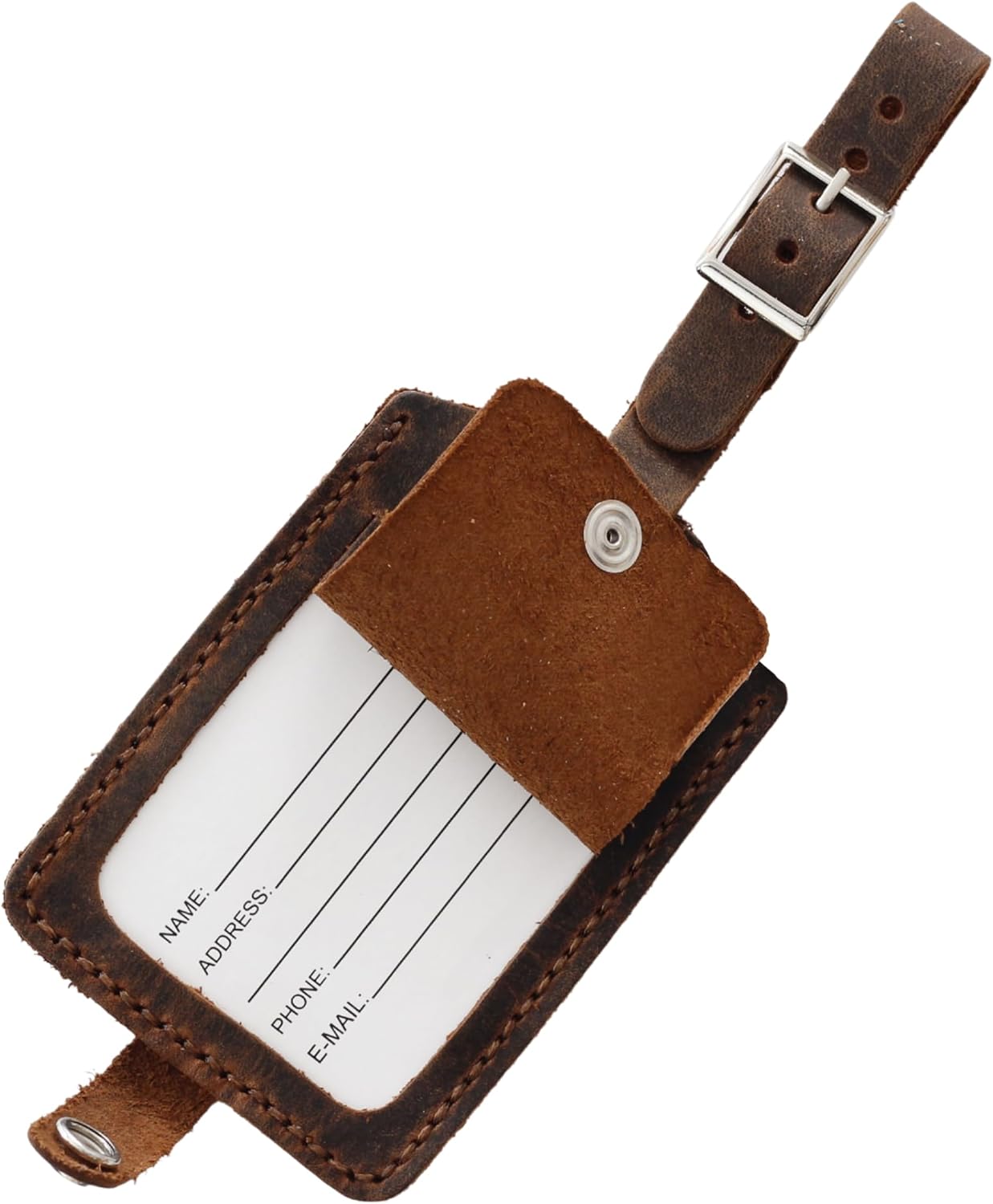 Toprank Leather Genuine Luggage Tags – Durable Leather Bag Tags for Travel, Baggage & Accessories (Tan)