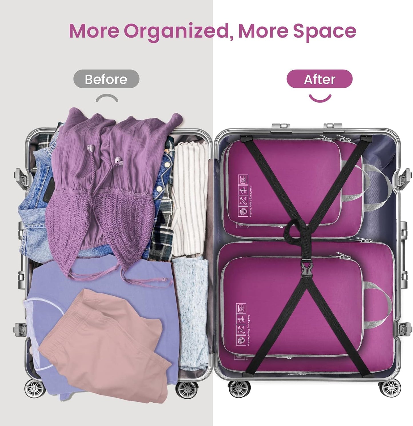 Cambond Compression Packing Cubes for Travel Women - Travel Bags Luggage Organizers Travel Essentials Compression Cubes for Travel Carry on Suitcases Organizer