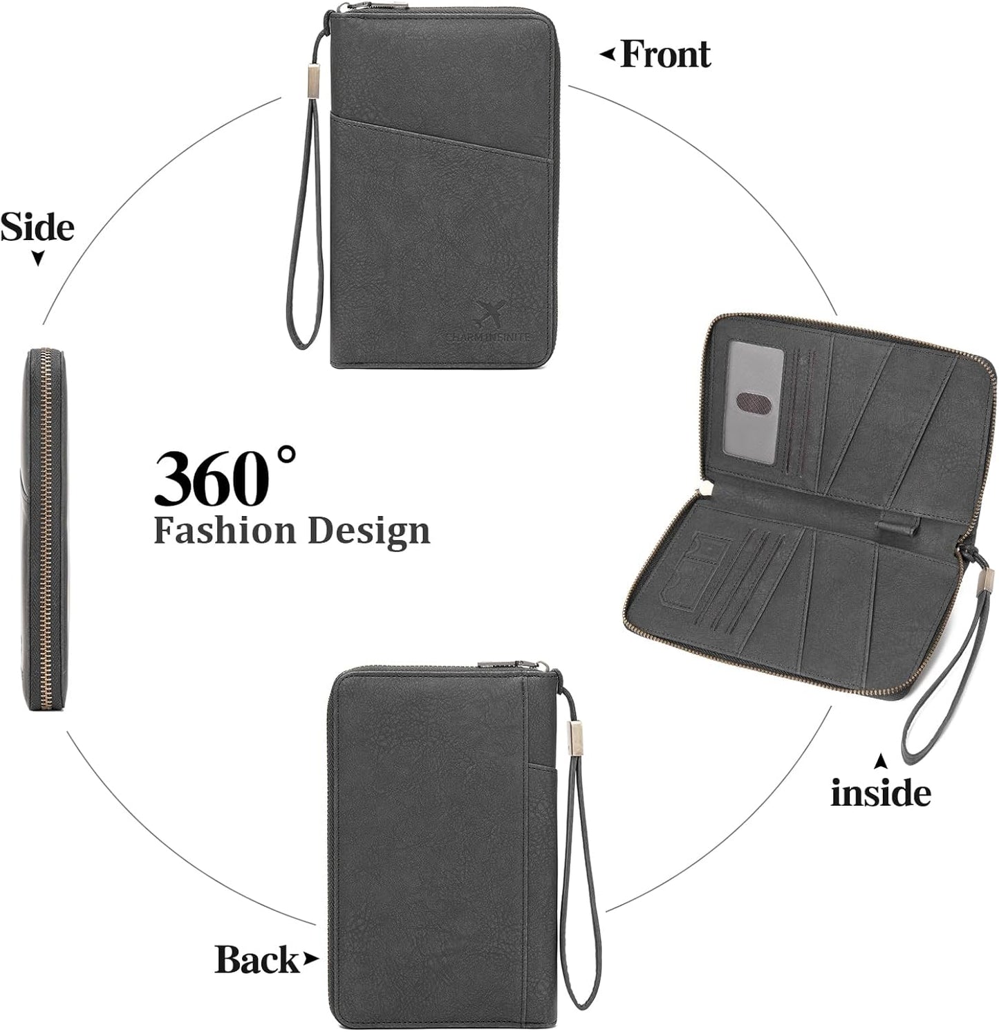 Family Passport Holder Wallet RFID Blocking Zippered Passport Wallet,Women and Men Travel Wallet Ladies Passport Cover