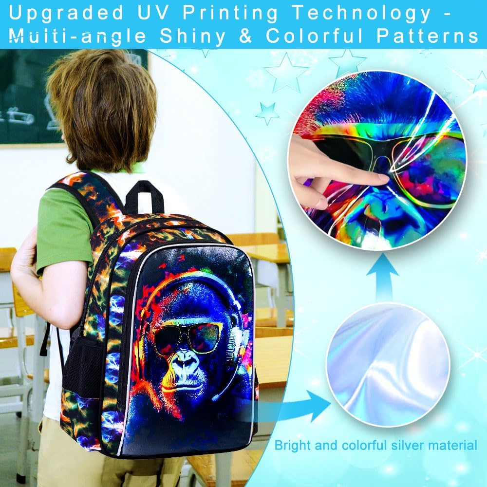3Pcs Backpack for Boys, 17" Kids Bookbag with Lunch Box, School Backpacks for Elementary Preschool Kindergarten