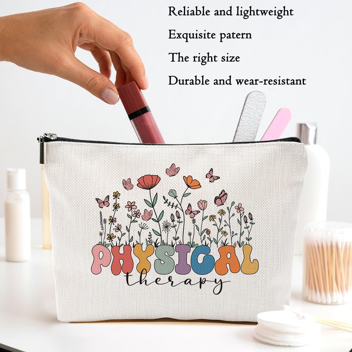 Christmas Thank You Gifts Physical Therapist Gifts for Women, Physical Therapy Gifts Makeup Bag Cosmetic Bags PT Appreciation Thank You Gift for Women Occupational Therapy, Toiletry Zipper Pouch