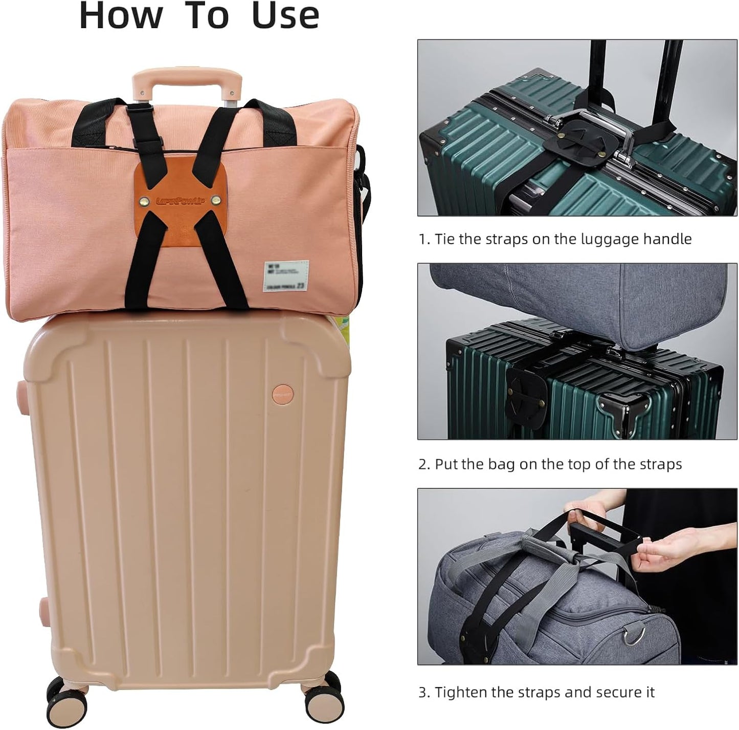Luggage Straps Bag Bungees, Adjustable TSA-Approved – High Elastic Suitcase Belt for Securing Carry-On (2 Pack Brown)