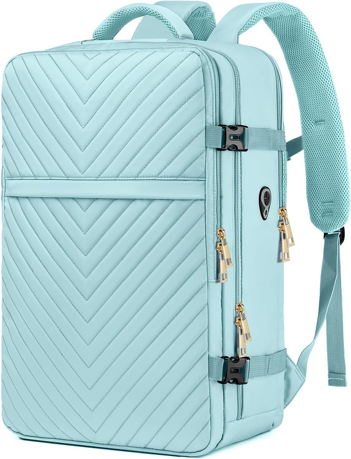 Large Carry On Travel Backpack - Flight Approved Waterproof Luggage Suitcase Backpacks Personal Item Size for Women Fit 17 Inch Laptop College Overnight Bag Anti-Theft Weekender Daypack Light Blue
