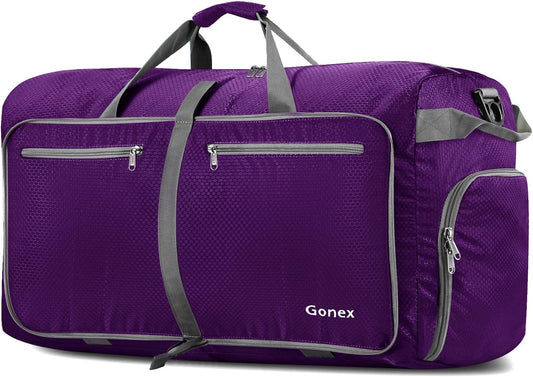 Gonex 40L 60L 80L 100L 150L Large Foldable Travel Duffle Bag with Shoes Compartment, Packable Lightweight Water Repellent Duffel Bag for Camping Gym Weekender Bag