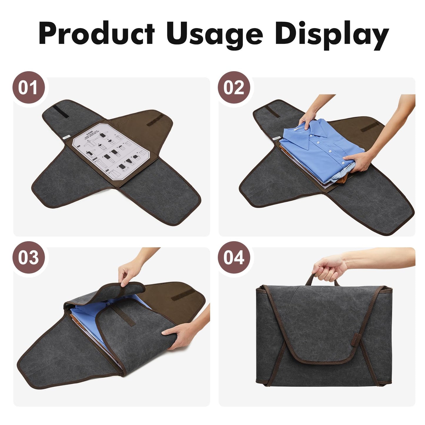 S-ZONE Garment Folder Compression Packing Cubes Suitcase Organizer Bags