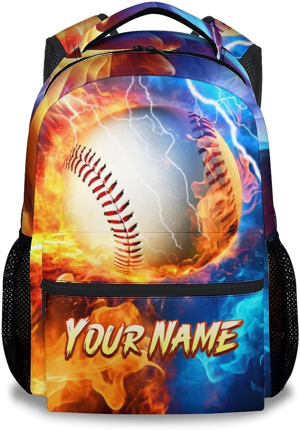 Personalized Kids Backpack, Baseball Backpacks for Boys, 17" Custom Bookbag for Primary Middle School, Durable School Bag for Children