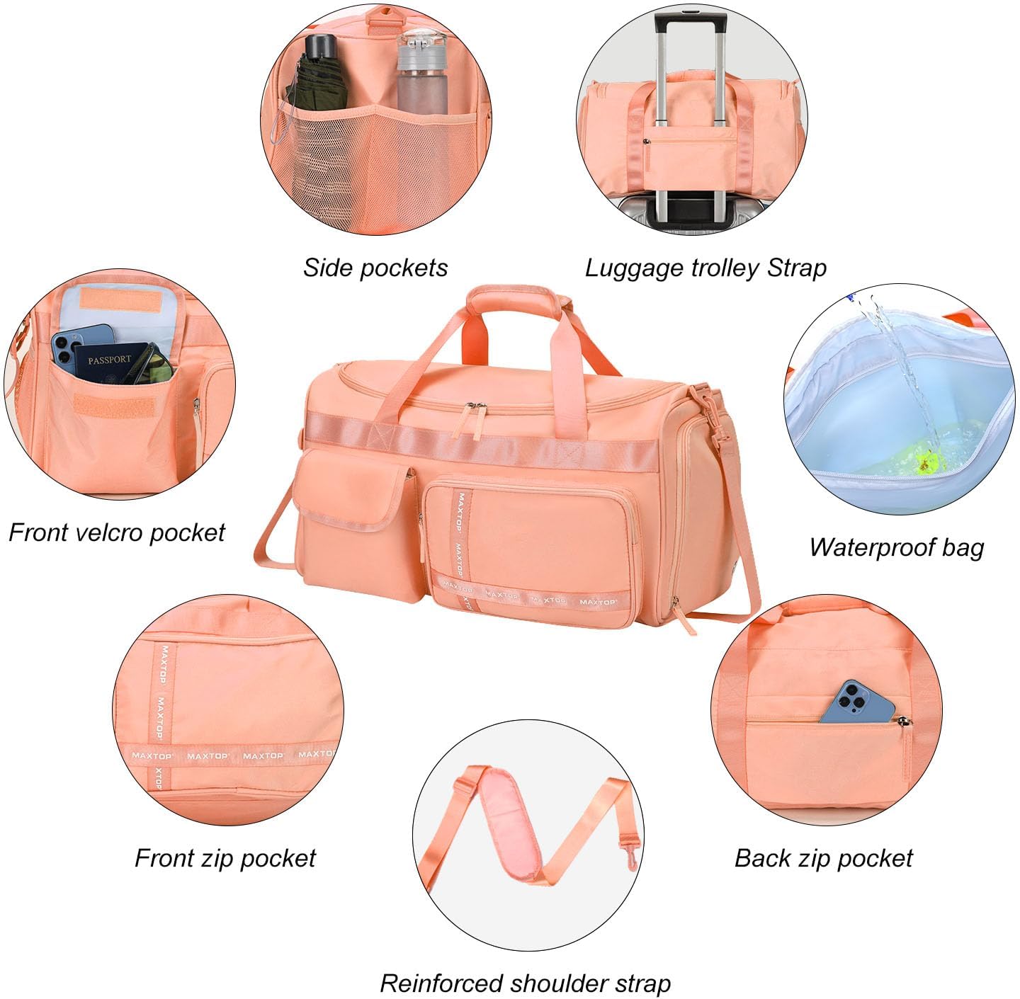 MAXTOP Gym Bag for Women Men Travel Duffle Bag Large Capacity Carry On Weekender Overnight Bag With