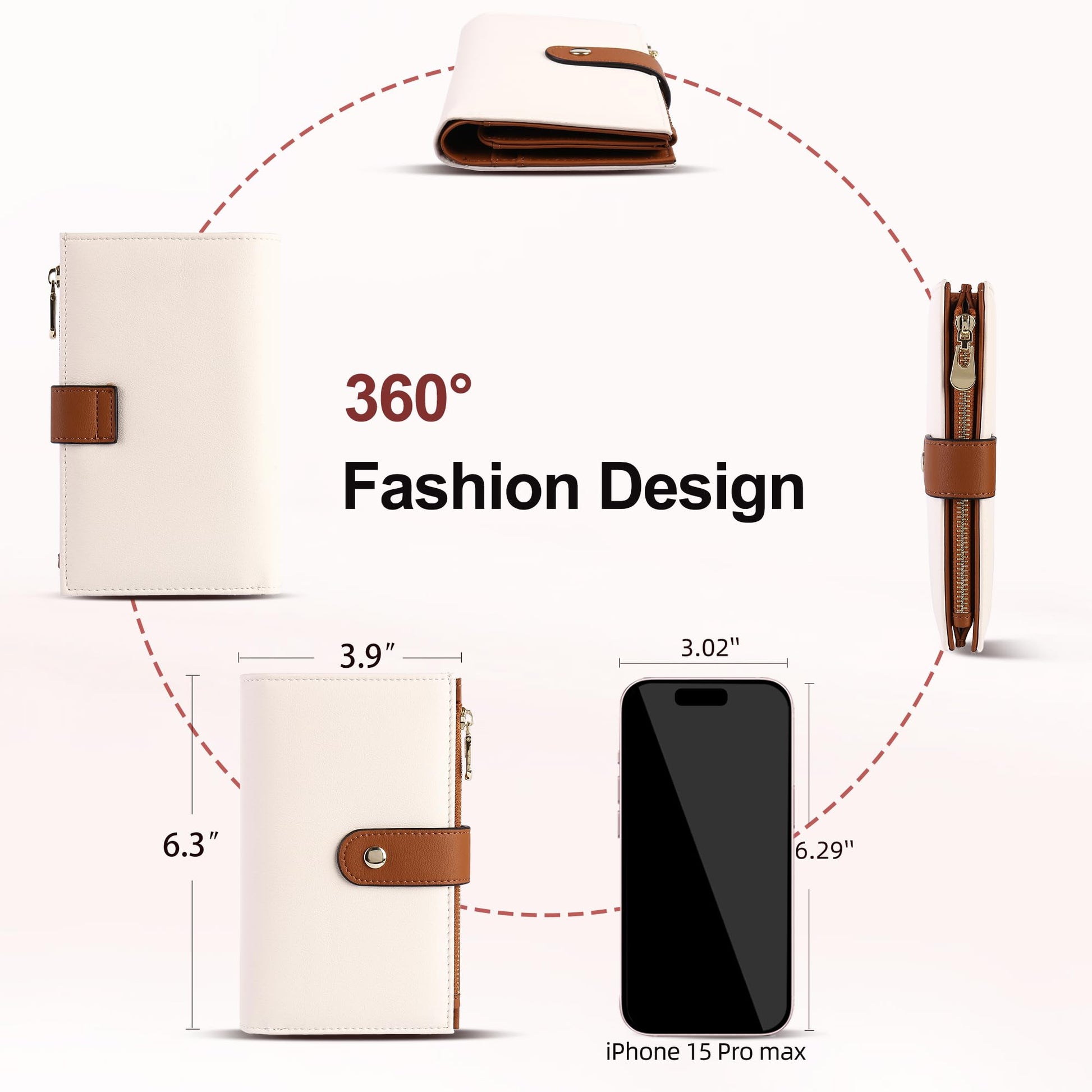 yiijay Women's Wallets RFID Blocking Leather Trifold Clutch Wallet Credit Card Holder Ladies Travel