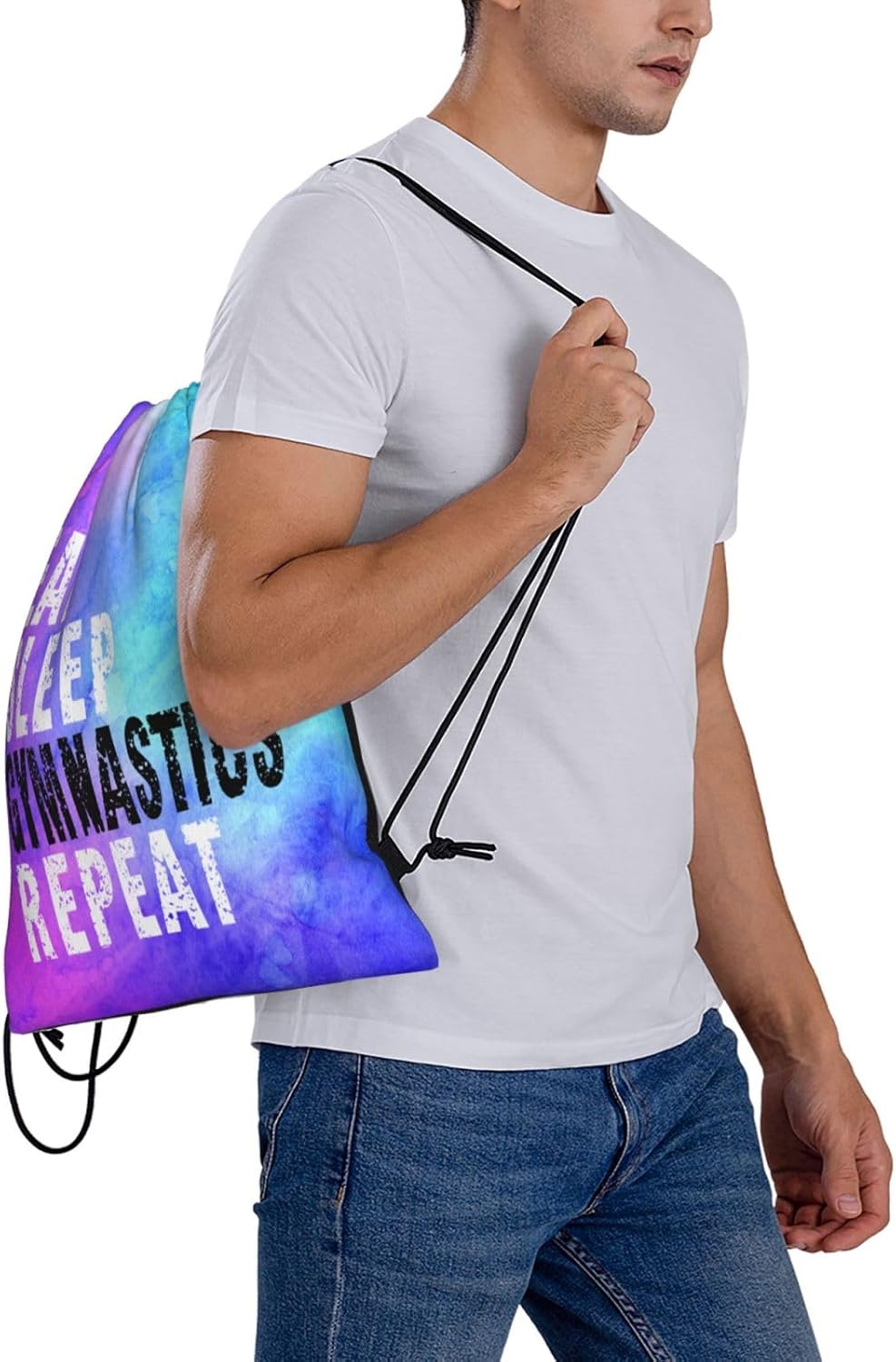Gymnastics Drawstring Backpack Light Gym String Bag Pink Water Resistant Sackpack Sport Yoga Daypack For Womens Mens