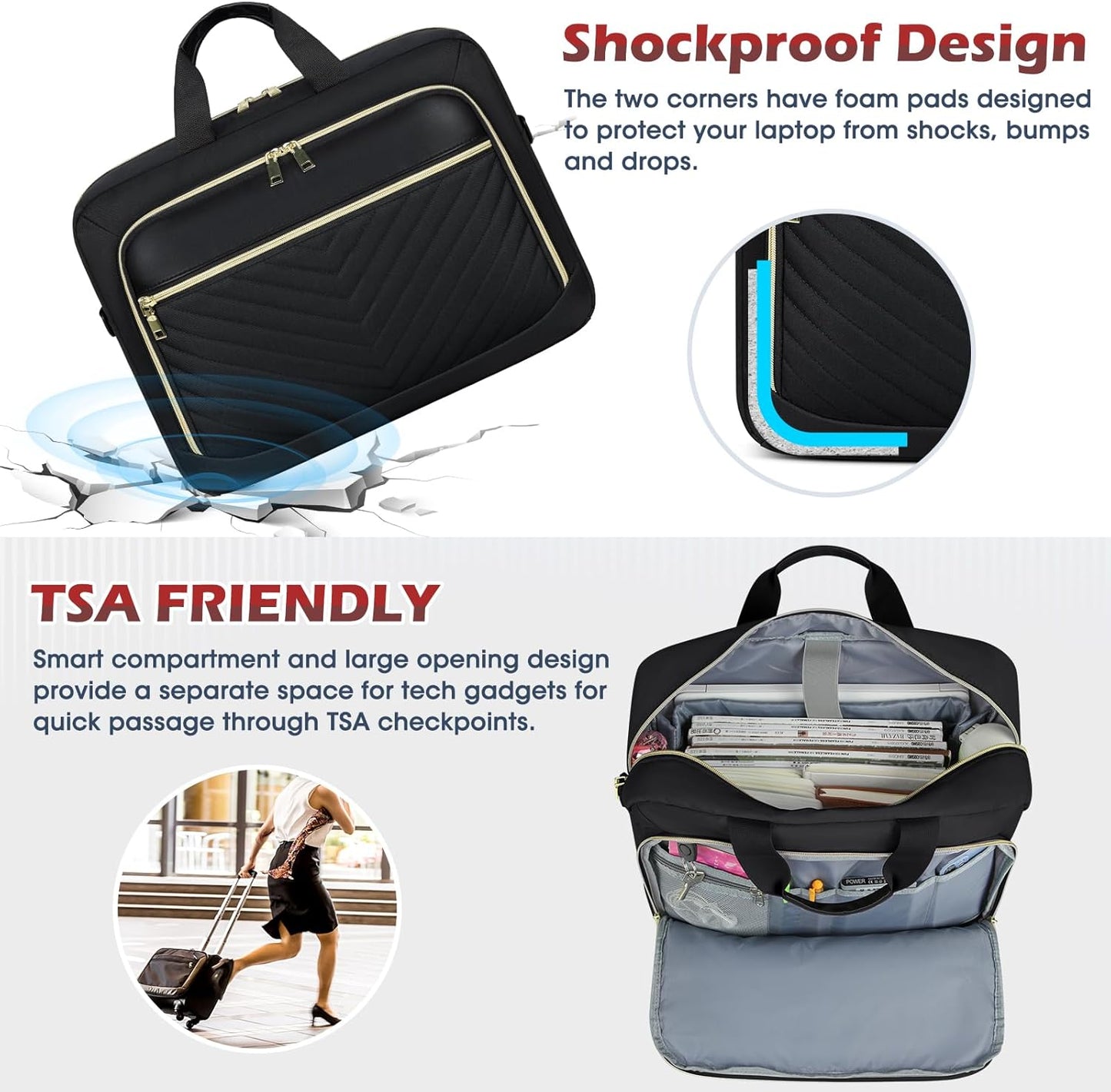 NEWHEY Laptop Bag 17.3 Inch Laptop Briefcase for Women Men Waterproof Shoulder Messenger Bag Large
