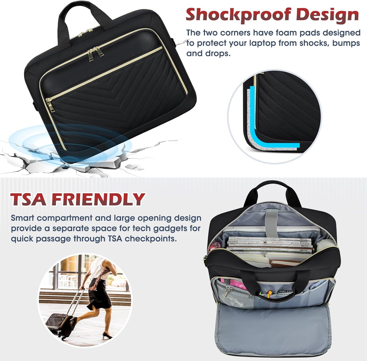NEWHEY Laptop Bag 17.3 Inch Laptop Briefcase for Women Men Waterproof Shoulder Messenger Bag Large